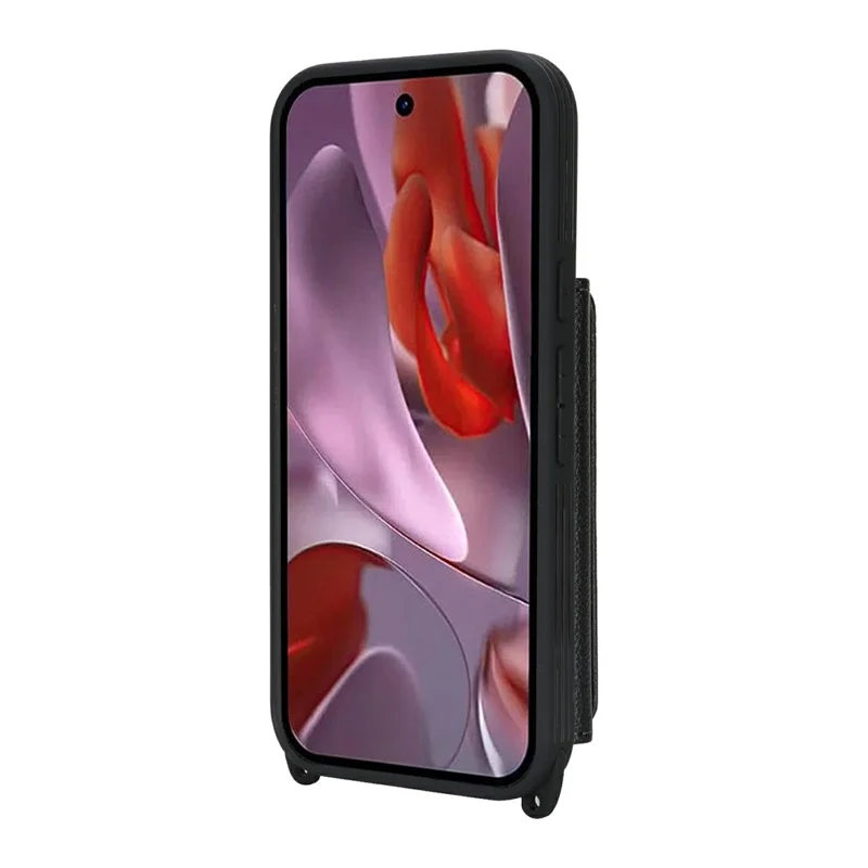 Telefoonhoesje voor Google Pixel 10a met Lanyard / Spiegeltje / Kaarthouder met Rasterpatroon en RFID-blokkering - Zwart