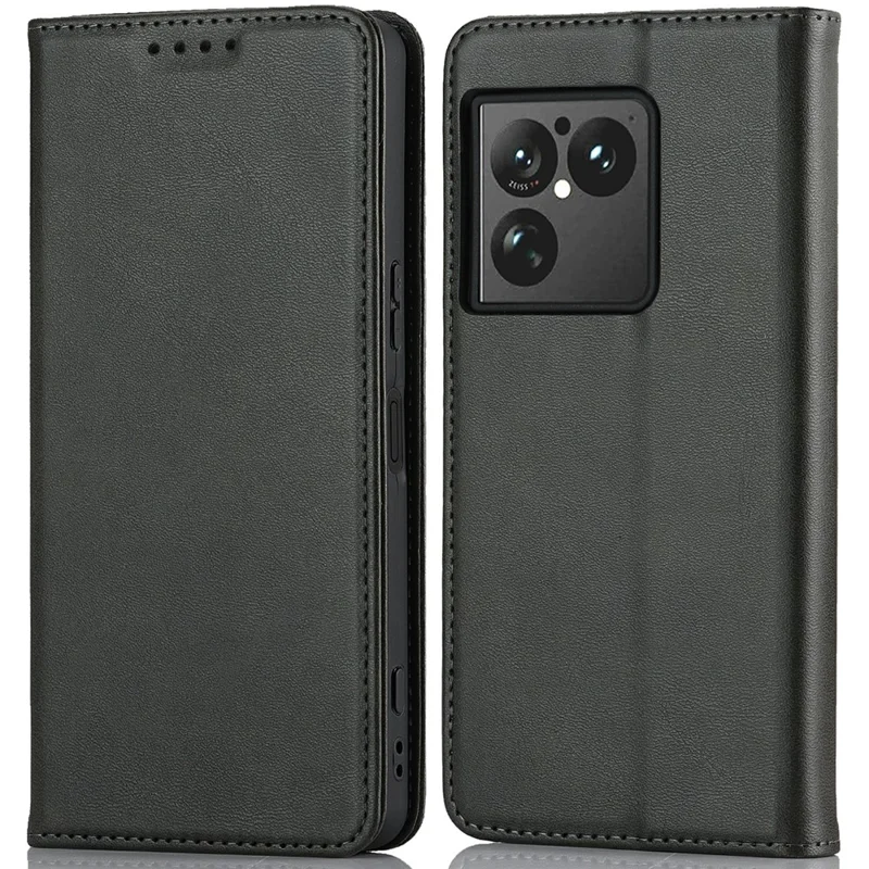 Etui na Sony Xperia 1 VIII, etui na telefon z magnesem z białej skóry z teksturą cielęca PU - Czarny