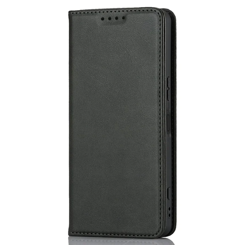 Etui na Sony Xperia 1 VIII, etui na telefon z magnesem z białej skóry z teksturą cielęca PU - Czarny
