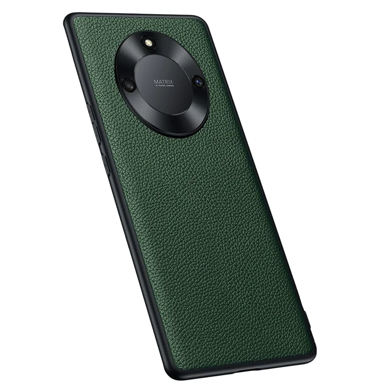 Protective Case for Honor X40 5G Anti-Drop Phone Shell Soft TPU + PC + Cowhide Leather Coated Phone Case with Metal Lens Frame - Olive Green