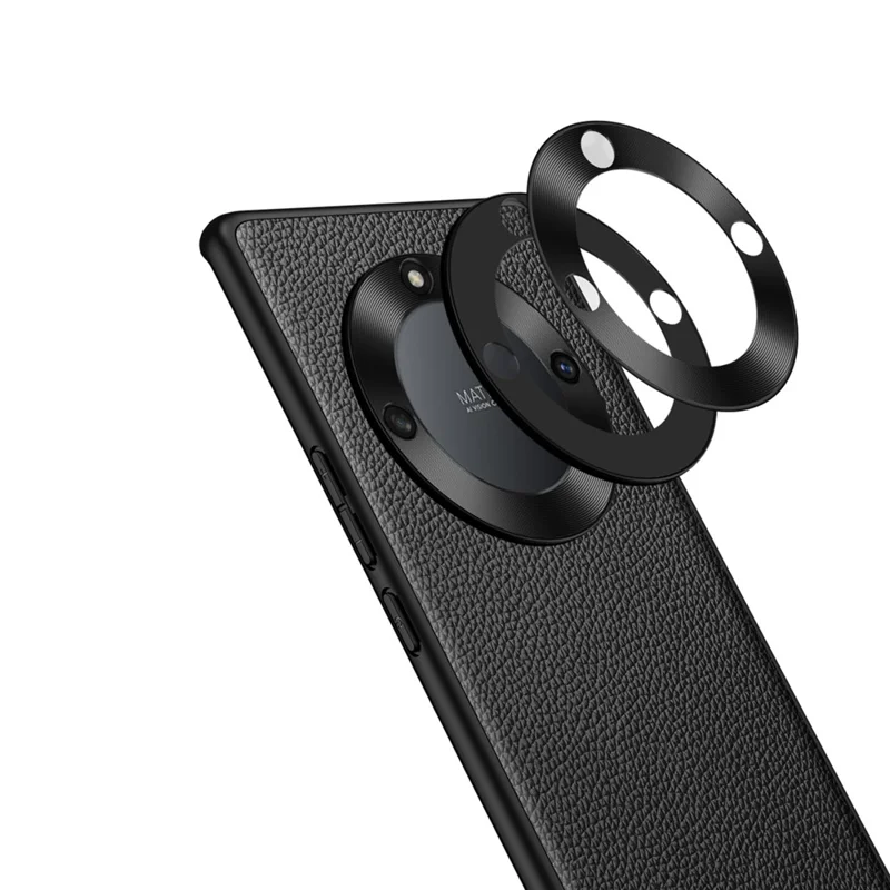 Protective Case for Honor X40 5G Anti-Drop Phone Shell Soft TPU + PC + Cowhide Leather Coated Phone Case with Metal Lens Frame - Olive Green