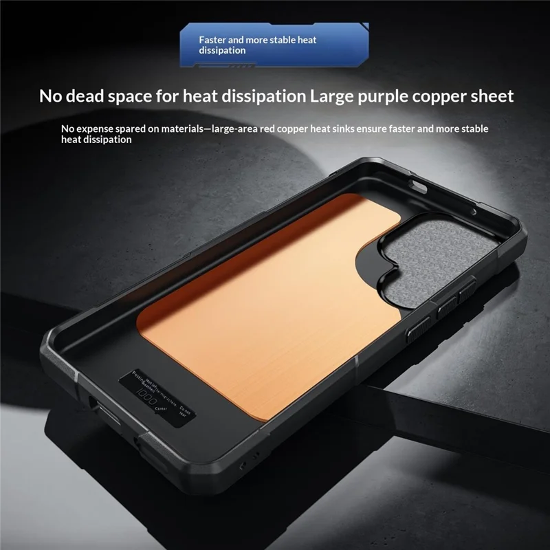 For Samsung Galaxy S26 Ultra Case Copper Heat Dissipation TPU + Metal Cooling Phone Cover Support Magnetic Car Mount - Grey - 12
