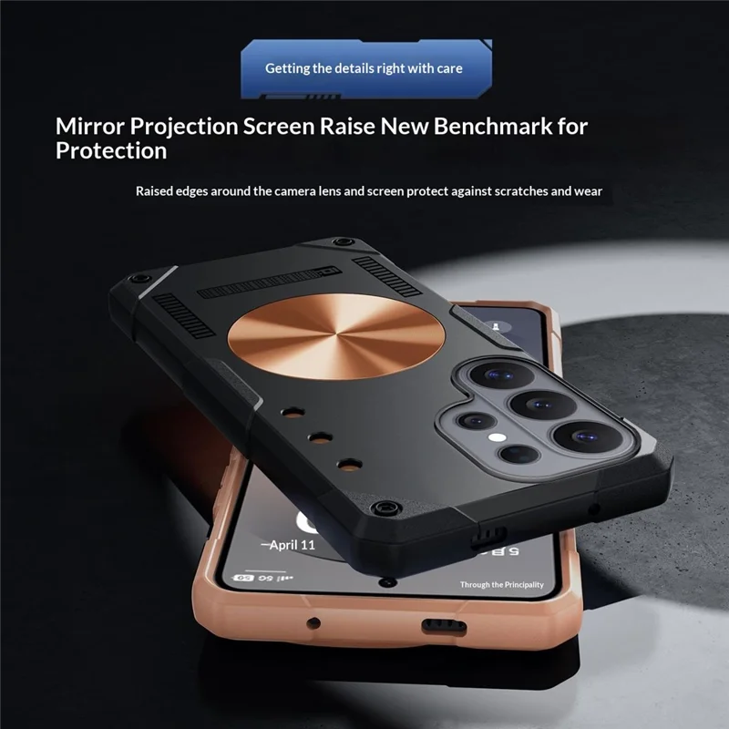 For Samsung Galaxy S26 Ultra Case Copper Heat Dissipation TPU + Metal Cooling Phone Cover Support Magnetic Car Mount - Grey - 9