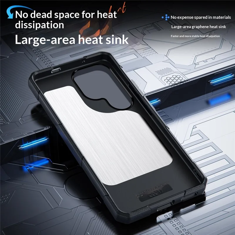 For Samsung Galaxy S26 Ultra Case Graphene Cooling TPU + PC Armor Shockproof Phone Cover - Black