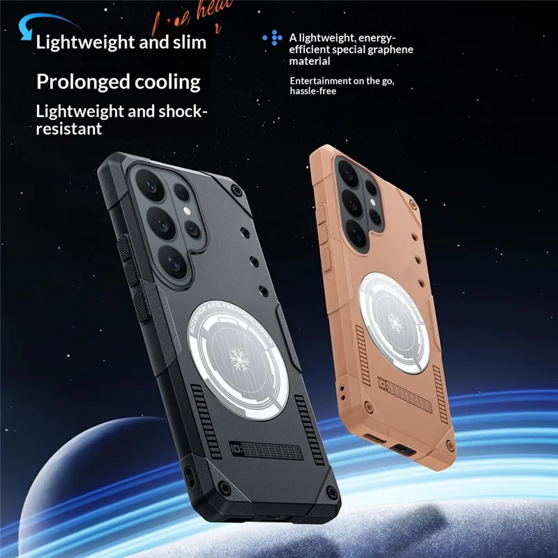 For Samsung Galaxy S26 Ultra Case Graphene Cooling TPU + PC Armor Shockproof Phone Cover - Black - 8