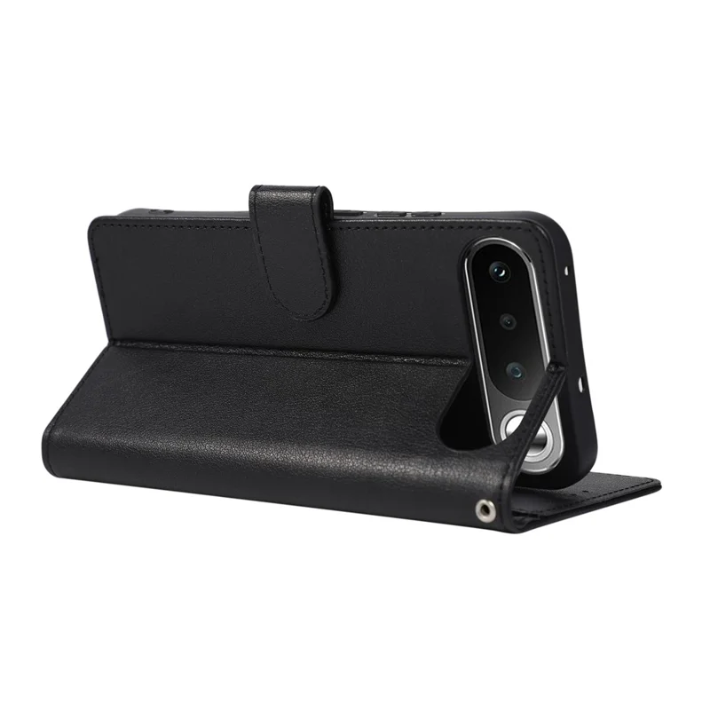 Capa de Telemóvel Carteira em Pele PU com Suporte para Realme 16 5G com Alça de Pulso - Preto