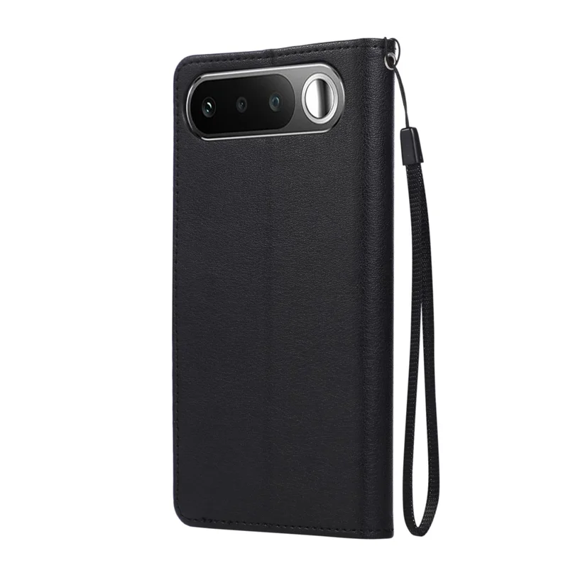 Capa de Telemóvel Carteira em Pele PU com Suporte para Realme 16 5G com Alça de Pulso - Preto