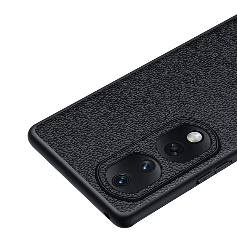 TPU + PC + Cowhide Leather Case for Honor 80 Pro 5G Protective Phone Case Anti-Drop Phone Shell with Leather Lens Cover - Sapphire