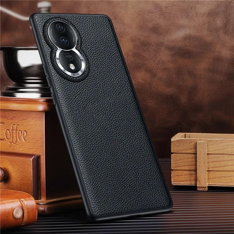 Профессиональный Чехол Для Телефона Для Honor 80 5G Shock-resean Thone Case TPU + пк + Кожаная Оболочка с Кожи с Кожаной Крышкой - Черный