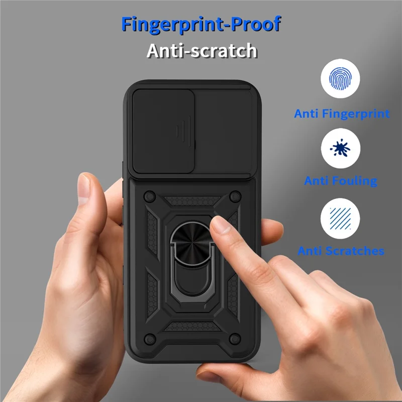 Funda para Infinix Note Edge 5G con tapa deslizante para cámara PC + TPU y soporte giratorio - Negra