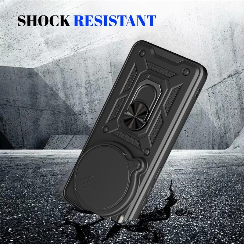 Coque pour vivo X300 Ultra 5G avec cache caméra coulissant PC + TPU et support pivotant - Noir