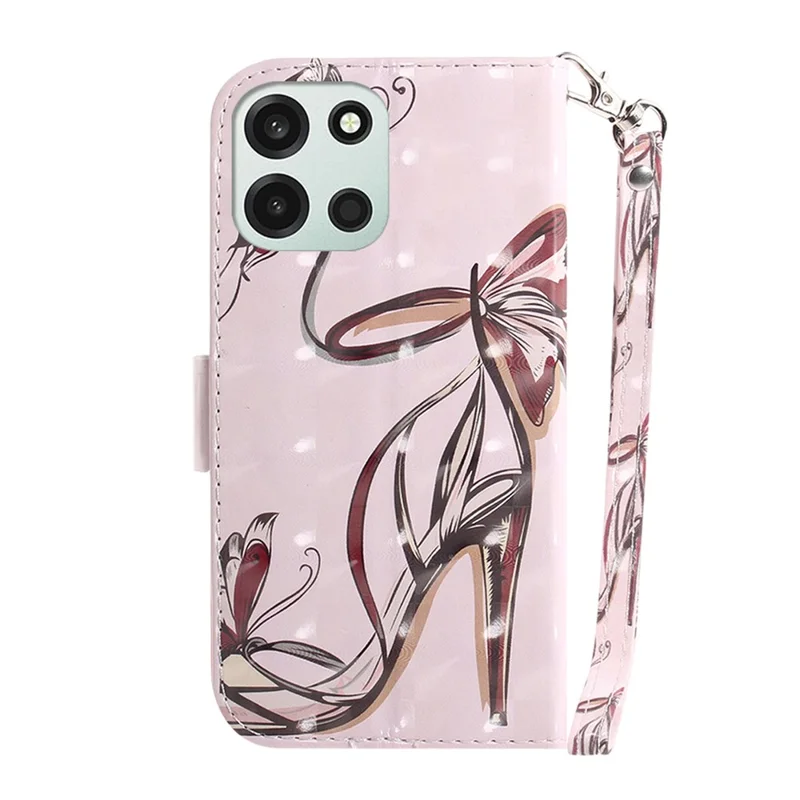 Voor OnePlus Nord 6 5G / CE6 5G hoesje met patroonprint Lederen portemonnee telefoonhoes met polsbandje - Vlinder Hoge Hakken
