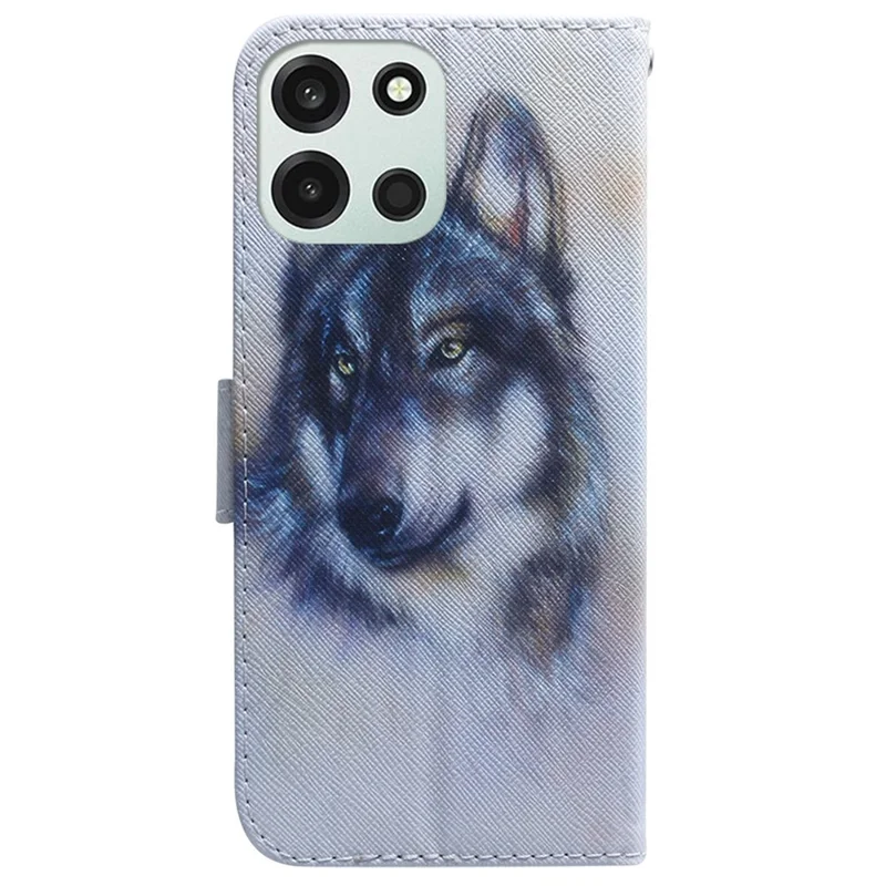 Voor OnePlus Nord 6 5G / CE6 5G Wallethoesje met Patroonprint Leren Telefoonhoes - Wolf