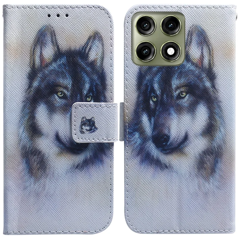 For Motorola Edge 70 Pro+ 5G / Edge 70 Pro 5G Wallet Case Pattern Print Leather Phone Cover - Wolf