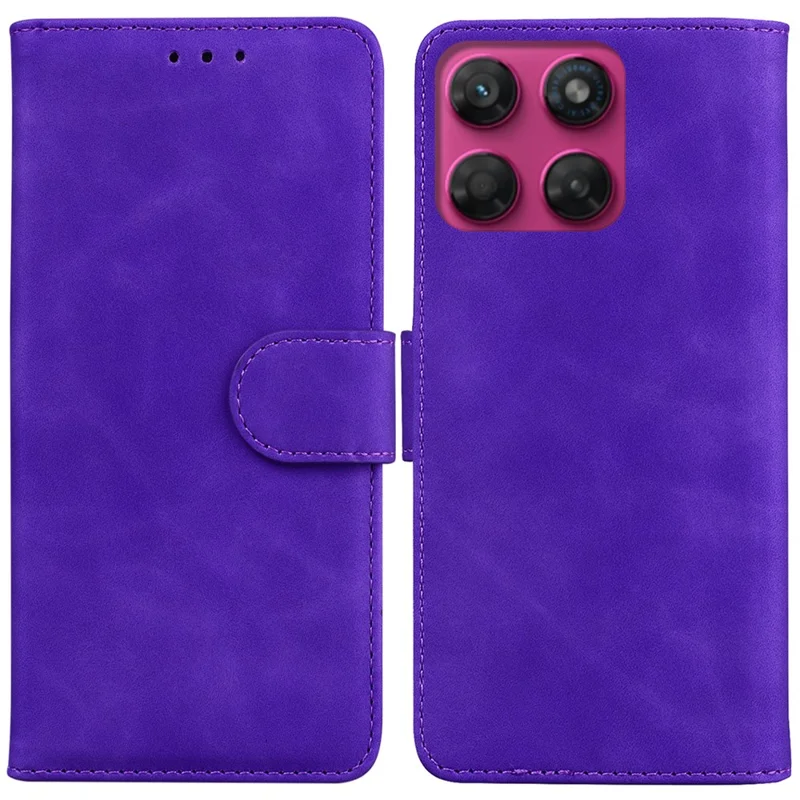 For Motorola Moto G47 5G / G37 5G Case Solid Color Leather Wallet Phone Cover - Purple