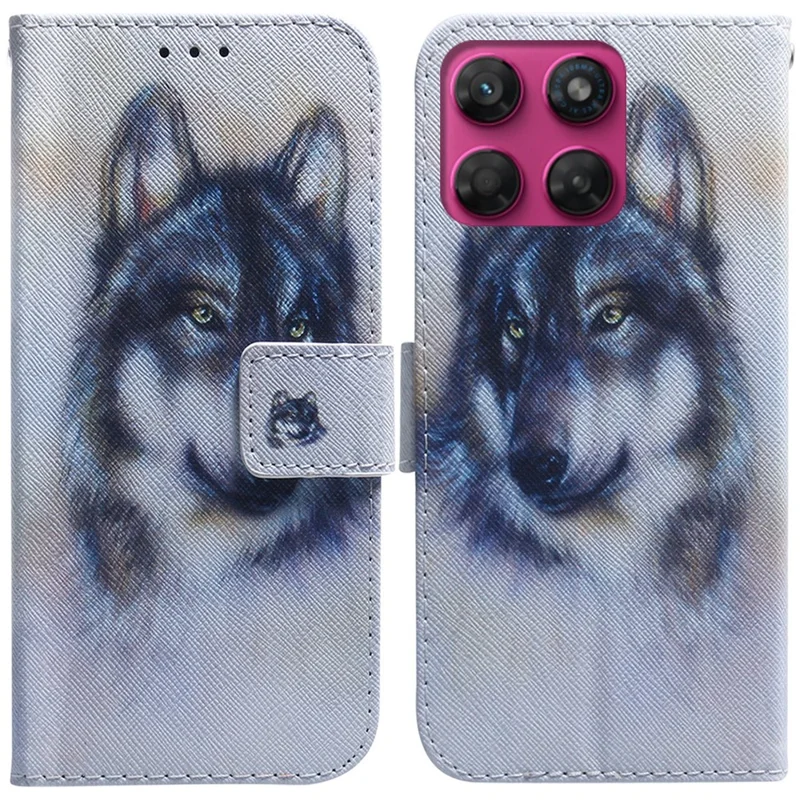 For Motorola Moto G47 5G / G37 5G Wallet Case Pattern Print Leather Phone Cover - Wolf