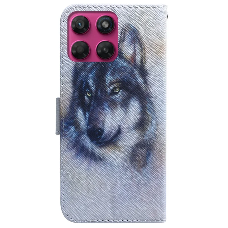 For Motorola Moto G47 5G / G37 5G Wallet Case Pattern Print Leather Phone Cover - Wolf