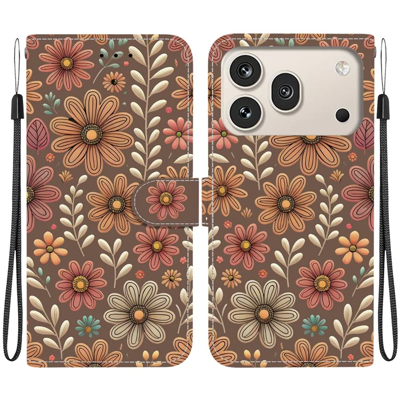 Funda tipo cartera para Honor 600 5G / 600 Pro 5G, carcasa de cuero con estampado de patrón, soporte, correa de muñeca - Floración