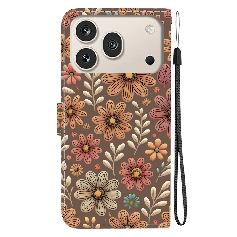 Funda tipo cartera para Honor 600 5G / 600 Pro 5G, carcasa de cuero con estampado de patrón, soporte, correa de muñeca - Floración