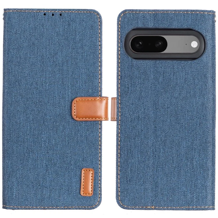 For Google Pixel 7 5G Oxford Cloth Texture PU Leather Mobile Phone Wallet Case Stand Shockproof Cover - Dark Blue