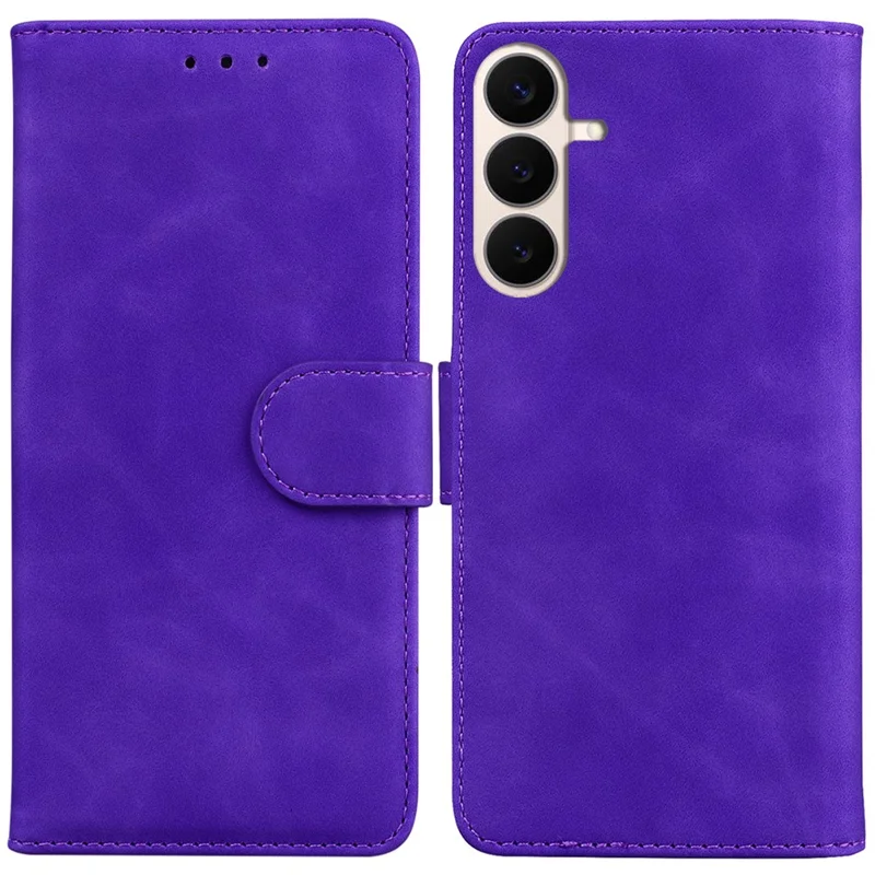 Für Samsung Galaxy S26 FE Hülle, Ledertasche in Uni-Design, Handyhülle aus Leder - Lila