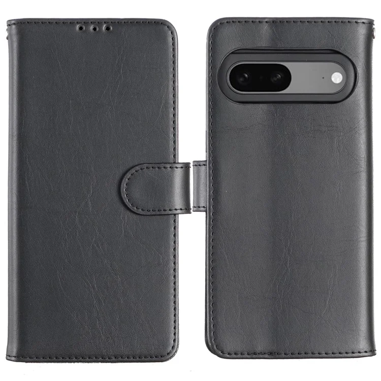 PU Leder Telefonhülle Für Google Pixel 7 5G, Retro Crazy Horse Texture Stand Wallet Schutzdeckel - Schwarz