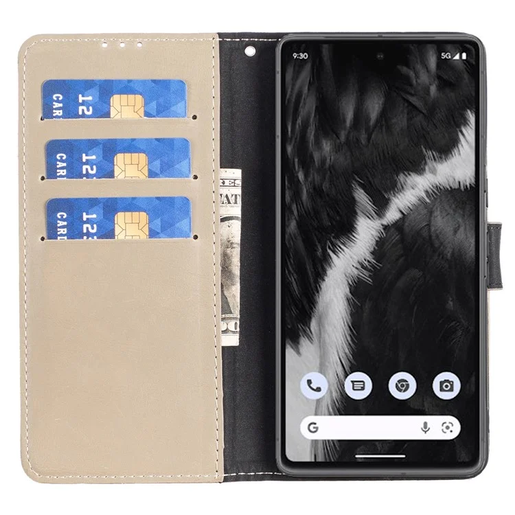 Case de Teléfono de Cuero PU Para Google Pixel 7 5G, Retro Crazy Horse Texture Stand Willet Cover Protective - Gris