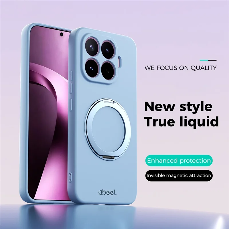 ABEEL For Xiaomi 17T Pro Magnetic Case Kickstand Skin Touch Liquid Silicone Phone Cover - Sky Blue