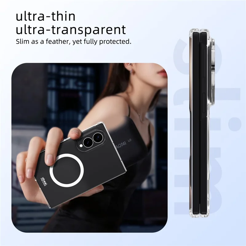 ABEEL for Samsung Galaxy Z Fold8 Magnetic Case Clear PC Anti Scratch Phone Cover - Transparent