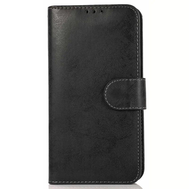 Funda cartera para iPhone 16 Pro Max, funda magnética desmontable de cuero PU mate retro y TPU, color negro