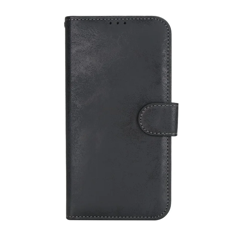 Voor iPhone 17 Pro Max Portefeuillehoes Retro Matte Magnetisch Uitneembaar PU Leer TPU Telefoonhoes - Zwart