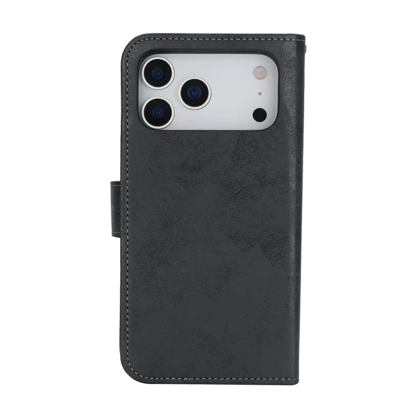 Voor iPhone 17 Pro Max Portefeuillehoes Retro Matte Magnetisch Uitneembaar PU Leer TPU Telefoonhoes - Zwart