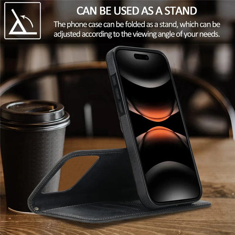 Voor iPhone 17 Pro Max Portefeuillehoes Retro Matte Magnetisch Uitneembaar PU Leer TPU Telefoonhoes - Zwart
