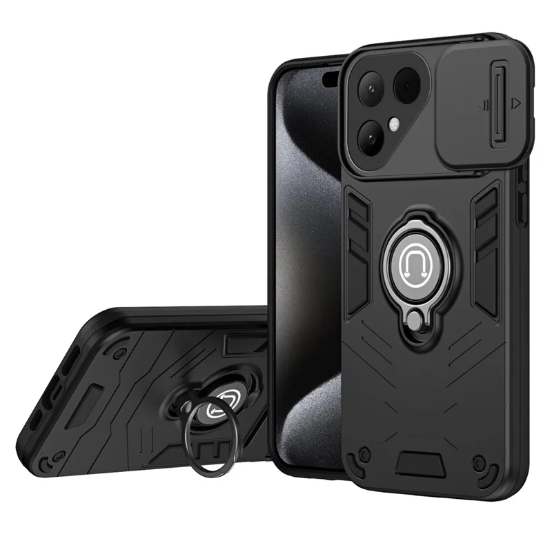 For TECNO Pova Curve 2 5G Case Slide Camshield Kickstand PC + TPU Phone Cover - Black