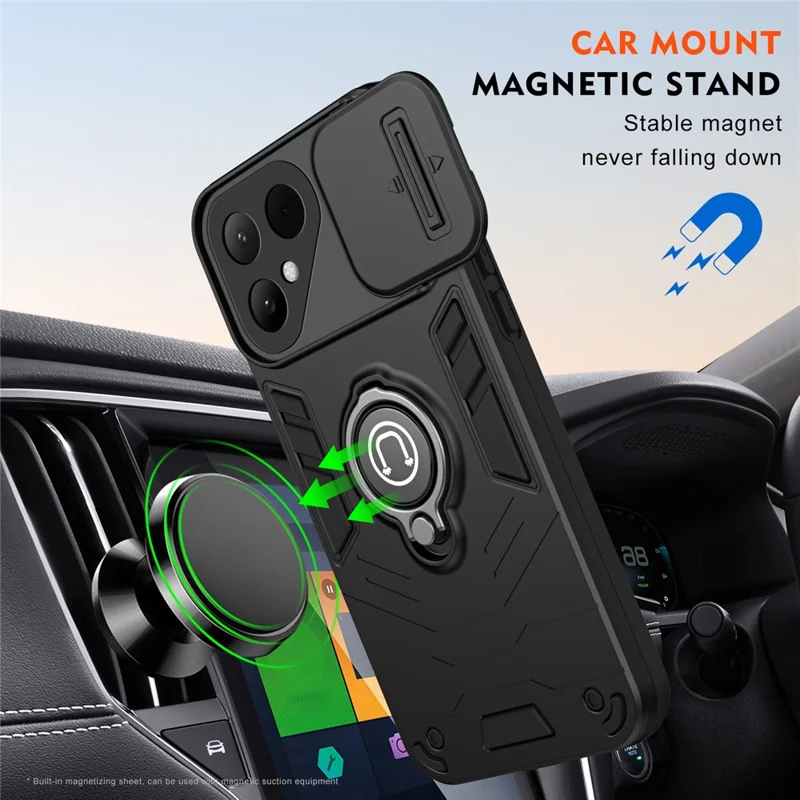 For TECNO Pova Curve 2 5G Case Slide Camshield Kickstand PC + TPU Phone Cover - Black