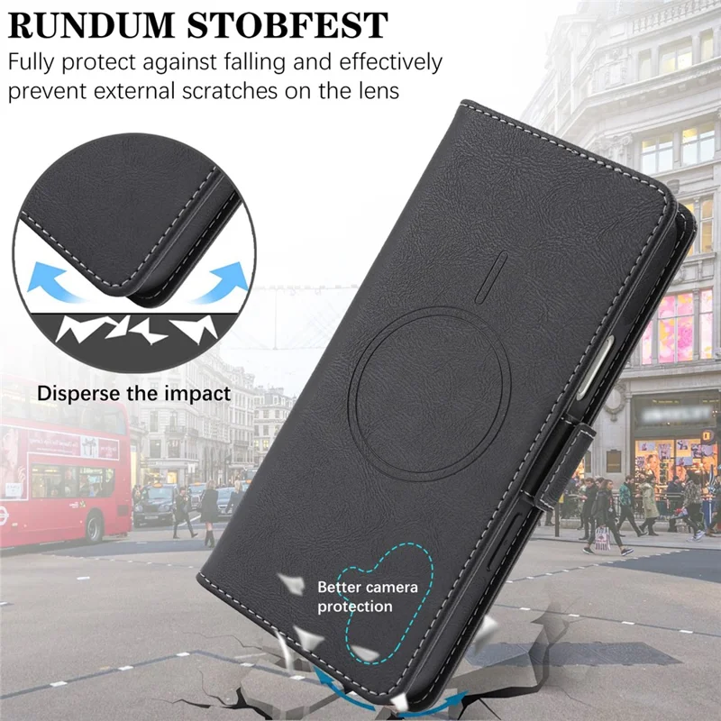 For iPhone 16 Plus Magnetic Case Detachable 2 in 1 Leather Wallet Phone Cover - Black