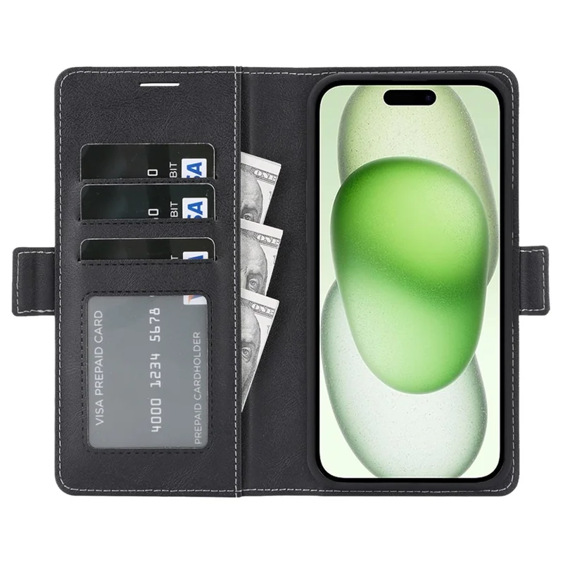 For iPhone 14 Plus Magnetic Case Detachable 2 in 1 Leather Wallet Phone Cover - Black
