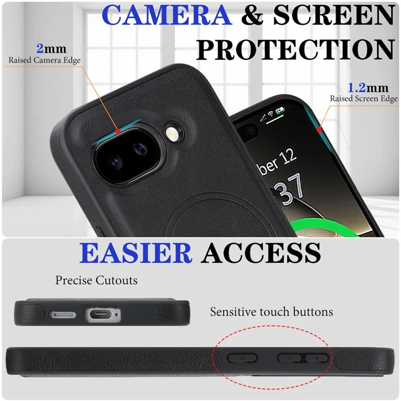 For Google Pixel 9a Magnetic Case Detachable 2 in 1 Leather Wallet Phone Cover - Black