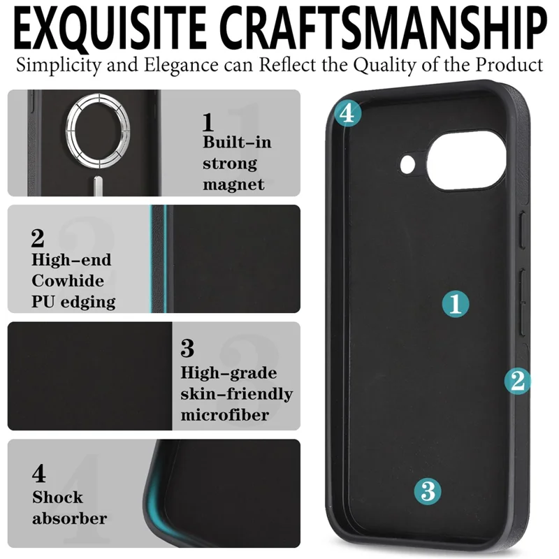 For Google Pixel 9a Magnetic Case Detachable 2 in 1 Leather Wallet Phone Cover - Black