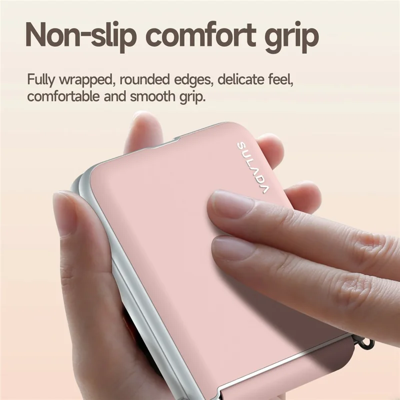 SULADA For Samsung	Galaxy Z Flip8 Case with Strap Leather Back Phone Cover Hinge Protection - Pink
