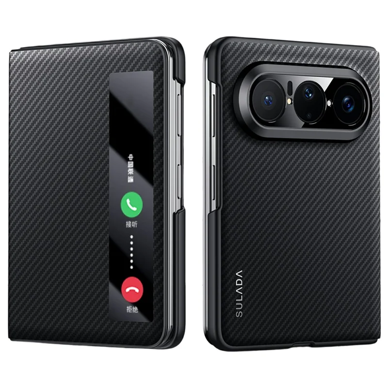SULADA For Huawei Pura X Max Magnetic Case View Window Leather Phone Cover with Auto Wake / Sleep - Black
