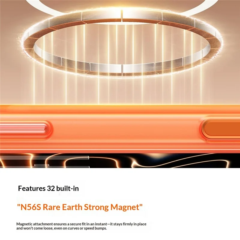 For iPhone 17 Pro Max Magnetic Case Clear Shockproof Anti-Scratch PC TPU Phone Cover - Orange