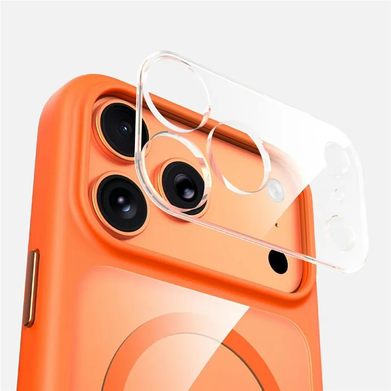 For iPhone 17 Pro Magnetic Case Crystal Clear Acrylic + TPU Scratch-Resistant Back Cover - Orange