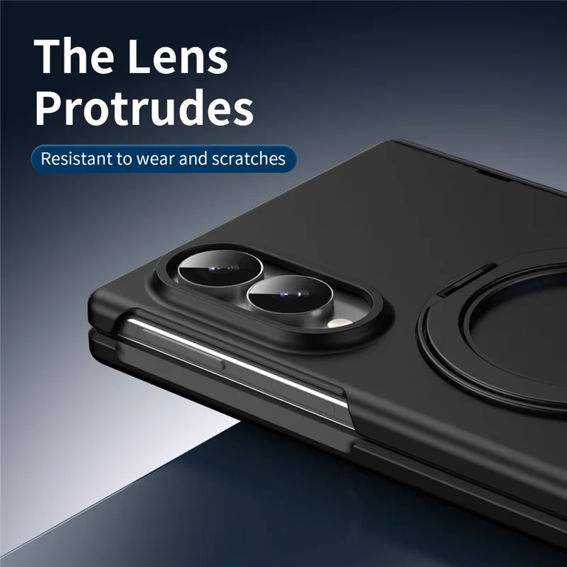 Cover per Samsung Galaxy Z Fold8 con Supporto Rotante, Custodia in PC con Pellicola in Vetro Temperato / Penna Stilo - Nero