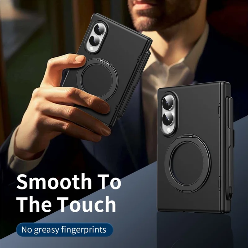 Cover per Samsung Galaxy Z Fold8 con Supporto Rotante, Custodia in PC con Pellicola in Vetro Temperato / Penna Stilo - Nero