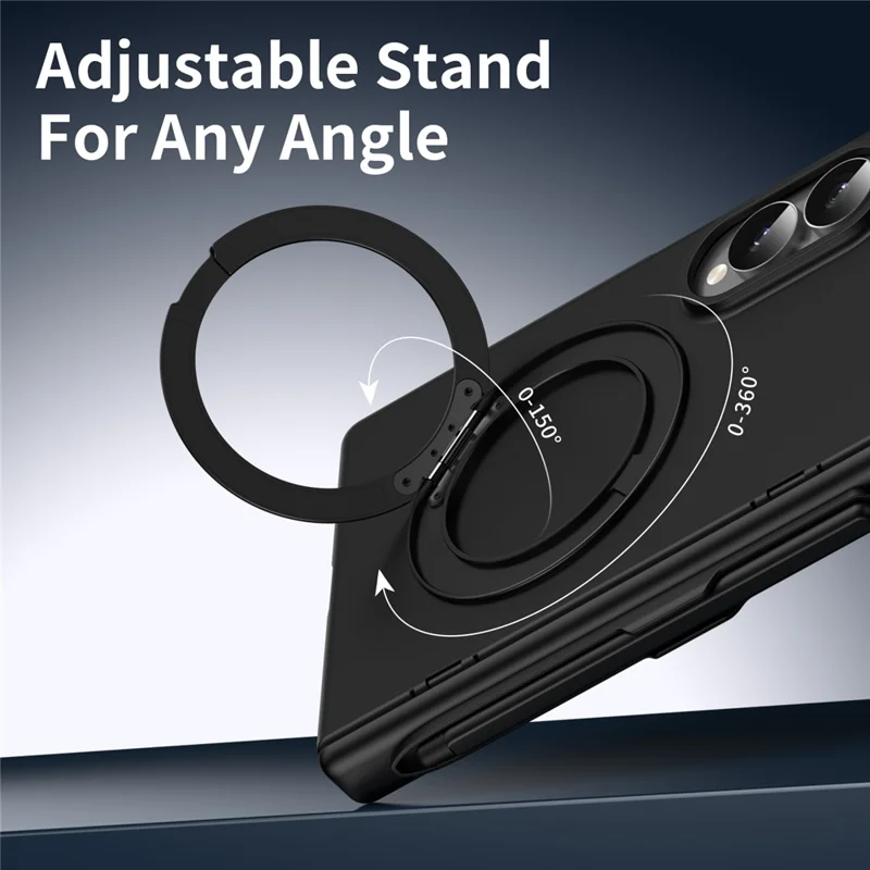 Cover per Samsung Galaxy Z Fold8 con Supporto Rotante, Custodia in PC con Pellicola in Vetro Temperato / Penna Stilo - Nero