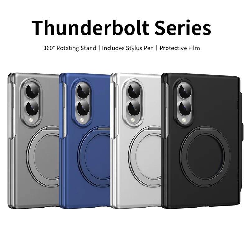 Cover per Samsung Galaxy Z Fold8 con Supporto Rotante, Custodia in PC con Pellicola in Vetro Temperato / Penna Stilo - Nero