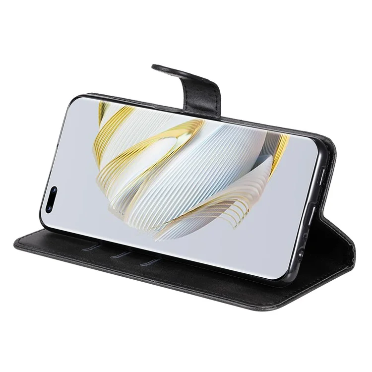Reißverschluss Pocket Phone Hülle Für Huawei Nova 10 4G, Kalbstextur PU Leder-stand Wallet Anti-drop-abdeckung - Schwarz