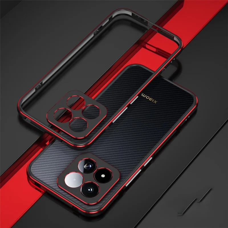 For Xiaomi 17 Max Bumper Case Metal Frame Phone Cover with Camera Lens Guard - Black / Red