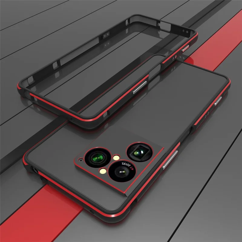 For Sony Xperia 1 VIII Bumper Case Metal Frame Phone Cover with Camera Lens Guard - Black / Red